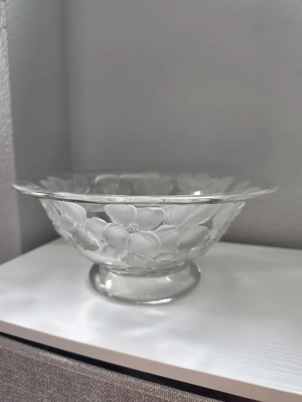 Vintage Colony Dogwood Etched Glass Floral Bowl